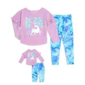 Girl 4-14 and 18" Doll Matching Pink Unicorn Pajamas Outfit fit American Girl