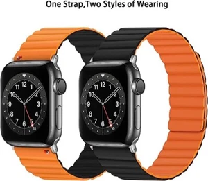 Silicone Magnetic Straps Compatible with Apple Watch Strap 45mm 44mm 42mm Series - Picture 1 of 7