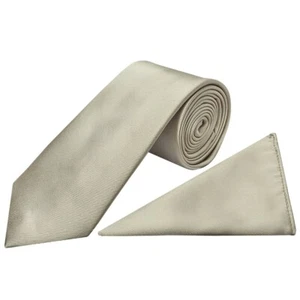 Plain Dusty Sage Satin Classic Mens Tie and Pocket Square Set Wedding Slim Tie - Picture 1 of 4