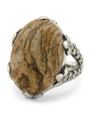 Nuevo Auténtico Anillo Stephen Dweck Plata 925 St Jaspe Cabujón Talla 7  Foto 1 de 4