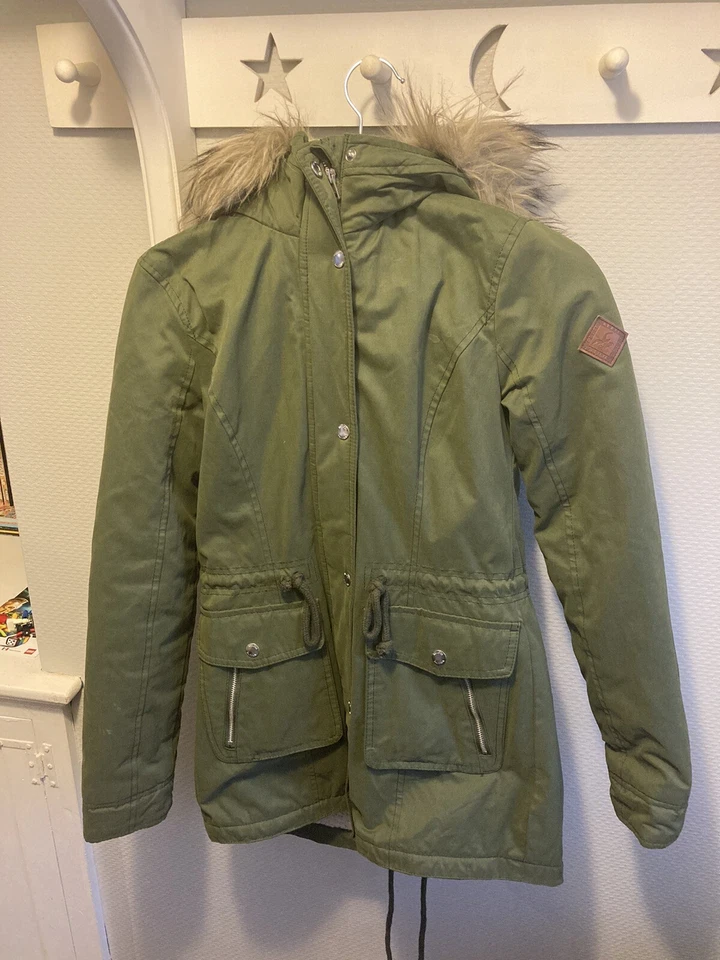 Parka Hollister-Abercrombie Heritage Sherpa forrada de piel oliva XS Foto 1 de 4