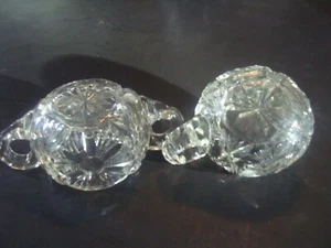 VINTAGE SCHWER GESCHLIFFENES KRISTALL BLUMEN UND DIAMANTEN SAHNEKÄNNCHEN UND ZUCKERDOSE SET - Bild 1 von 4