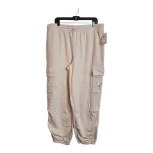 Smiley World Womens Sweats Have a Nice Day Graphic Pocket Joggers 1X Beige New - Picture 1 of 16