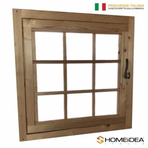 Finestra in legno apribile per casetta 81x81 cm con telaio maniglia e ferramenta - Foto 1 di 5