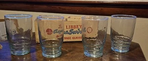 Vintage Libbey Aqua Swirl 8oz Glasses Set of 4  - Picture 1 of 5