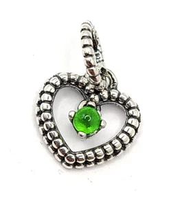 Pandora Sterling Silver Peridot August Birthstone Heart Charm 798854C10 - Picture 1 of 5