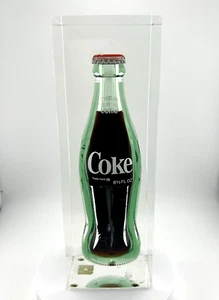 COKE Bottle Encased in Lucite Vintage Paperweight Display 6.5 Fluid Oz - Picture 1 of 11