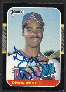 1987 DONRUSS #38 Devon White RC LA CALIFORNIA ANGELS AUTOGRAFO FIRMATO AUTO COA - Foto 1 di 1