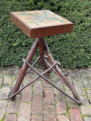 Ramita de los Apalaches antigua grande soporte de mesa arte popular pintura decoración Foto 1 de 4