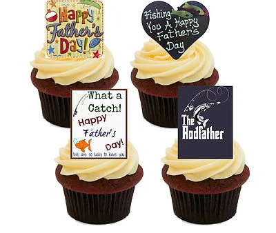 Día del Padre, divertidos tapas comestibles de pesca para pasteles, decoraciones de pie hada Foto 1 de 4