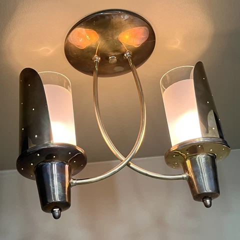 Vintage 1950’s Virden Mid Century Atomic Foyer Pendant - Restored! Cover