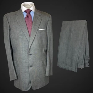 Gieves & Hawkes Men’s Suit 41L 34L Bespoke 90’s Sharkskin Grey Wool Savile Row - Picture 1 of 24