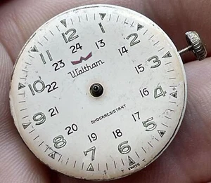 Vintage Waltham Watch Co. Seven Jewel Unadjusted Swiss Movement And Face PARTS - Picture 1 of 6