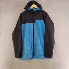 Quiksilver Jacket Mens S Small Blue Striped Snowboarding Full Zip Hooded Pockets