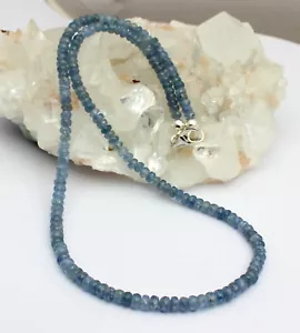 Sapphire Chain Gemstone Chain Faceted Sapphire Blue Necklace Noble approx. 100 kt 47cm - Picture 1 of 3