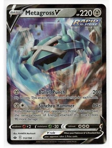 Juego de cartas coleccionables Pokémon Metagross V 112/198 Espada y escudo - Holo Chilling Reign ultra raro - Imagen 1 de 2
