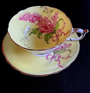 Vintage Paragon Fine China Cup Saucer Lilac on Yellow Double Warrant - Picture 1 of 9