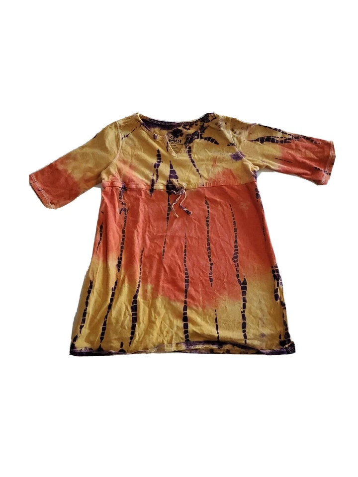 Vestido Lucky Brand Adecuado para Enmarcar Niñas 2 Años Amarillo Naranja Teñido con Corbata Foto 1 de 4