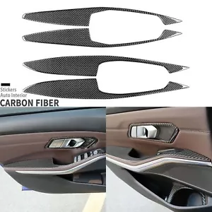 Real Carbon Fiber Interior Door Armrest Panel Cover For BMW 3 Series G20 G28 19+ - Picture 1 of 21