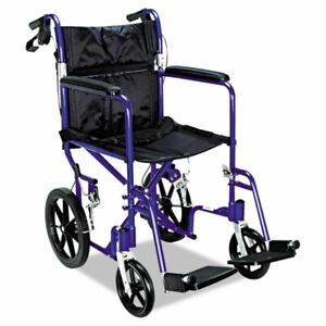 Medline Aluminum Transport Chair - Blue MDS808210ABE (New)