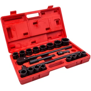 21x 3/4" 19-50mm Unità Impatto Profondo Presa Set Cricchetti Riparazione Garage - Foto 1 di 12