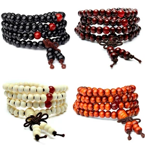 52CM HOLZ BUDDHA ARMBAND KETTE SANDELHOLZ ROSENKRANZ GEBETSKETTE BUDDHISTISCHE - Bild 1 von 6