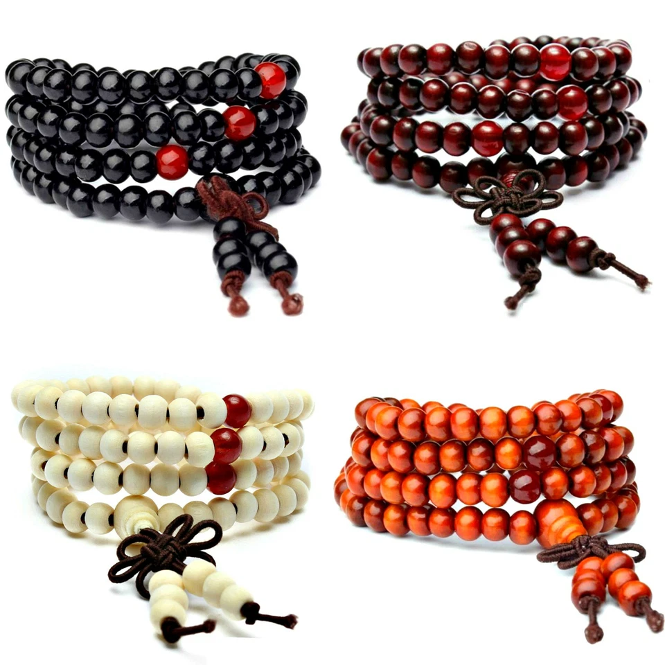 52CM HOLZ BUDDHA ARMBAND KETTE SANDELHOLZ ROSENKRANZ GEBETSKETTE BUDDHISTISCHE - Bild 1 von 1