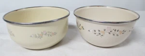 Vintage Pfaltzgraff REMEMBRANCE Enamel Steel Metal Nesting Mixing Bowl Set Of 2 - Picture 1 of 5