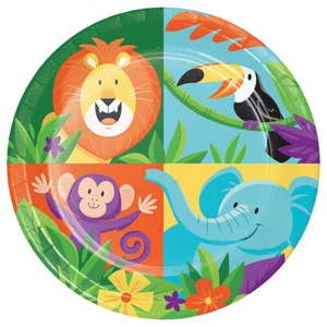 Jungle Safari Party Supplies Paper Lunch Cake Dessert Plates 8Pk Birthday Animal - Picture 1 of 1