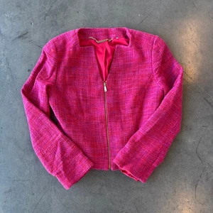 Vintage Y2k Elie Tahari Rosa Tweed Blazer Anzug Jacke Langarm Damen 10 M - Bild 1 von 6