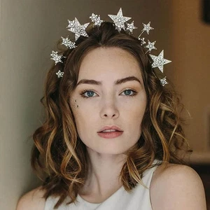 Hair Accessories Rhinestone Hair Hoop Crystal Star Hairband Bridal Crown - Picture 1 of 10