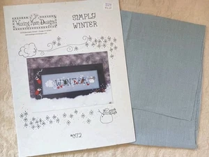 Simply Winter Sampler Cross Stitch Pattern Chart & Blue Linen Waxing Moon Design - Picture 1 of 10