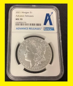 Dólar de plata P Morgan 2021 NGC MS-70 A lanzamiento anticipado raro certificado de autenticidad de caja limitada - Imagen 1 de 1