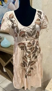 Joystick Johnny Was Leinenkleid beige apricot bestickt Größe M neu ohne Etikett knielang - Bild 1 von 13