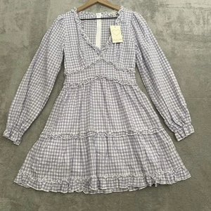 Allison & Kelly Dress Women Medium Purple Gingham Cottagecore Ruffle Angelcore - Picture 1 of 16
