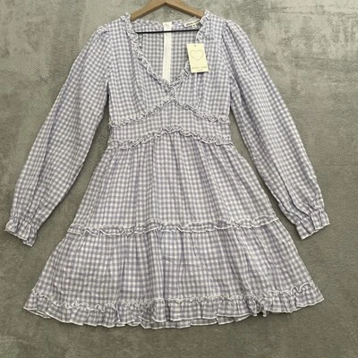 Allison & Kelly Dress Women Medium Purple Gingham Cottagecore Ruffle Angelcore - Image 1 of 4