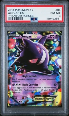 2014 POKEMON PHANTOM FORCES GENGAR #34 HOLO PSA 8 NEAR MINT #119493551 - Image 1 of 2
