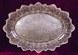 Gillinder Maple Leaf Platter Clear Glass Oval EAPG 1888 Antique Nice - Picture 1 of 5