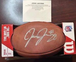 Tristar Autographed Football Josh Jacobs Signed COA Raiders NFL Game Ball Duke - Picture 1 of 8