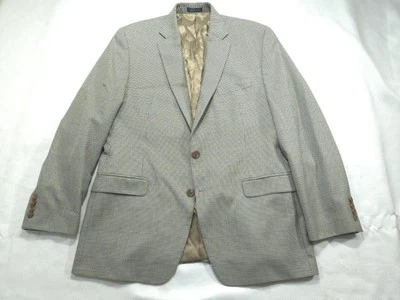 Ralph Lauren Mens Blazer 44R Beige Sport Coat Jacket Polyester Houndstooth  - Image 1 of 4