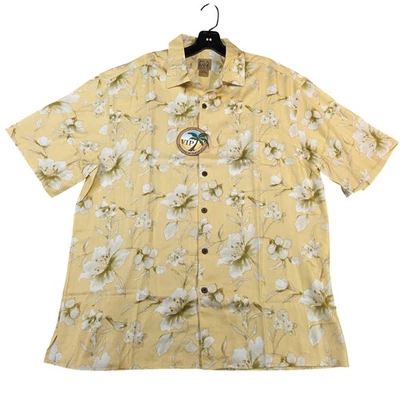 Camisa Jos A Bank Para Hombre Grande Amarilla Seda Vacaciones En Paraíso Hawaiana Floral Foto 1 de 4