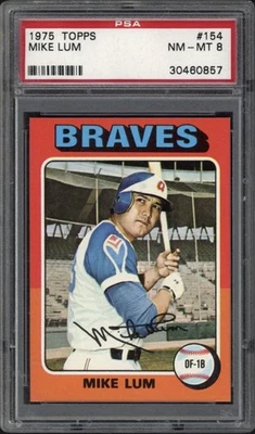 1975 Topps Mike Lum #154 PSA 8 NM-MT Atlanta Braves - Image 1 of 2