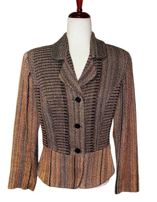 Vintage Deborah Cross Textile Artist Unique Woven Tapestry Jacket Art to Wear - Image 1 of 4