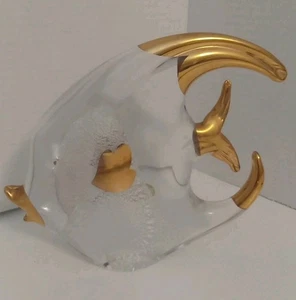 Murano Italy Art Deco Glass Fish Gold Trim Heavyweight Figurine - Picture 1 of 7
