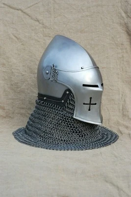 Custom SCA HNB 16 Gauge Viking helmet Steel Combat Bascinet Griffon Helmet - Image 1 of 4