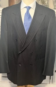 Blazer Daniel Hechter Hombre Abrigo Deportivo Doble Pecho 46L Lana Negro Rayas - Imagen 1 de 16