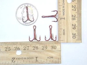 100 Red Treble Hooks 2X strong size 8 Bait or Lures Flat Bend 3551 - Picture 1 of 2
