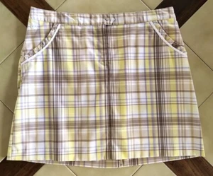 IZOD Beige/Yellow/Purple Plaid COOL FX Microfiber Stretch GOLF Skort/Shorts (6) - Picture 1 of 4