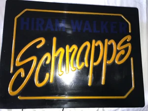 Vintage 1989 HIRAM WALKER Distillery SCHNAPPS Lighted NEON Look BAR SIGN 20¾x15½ - Picture 1 of 17