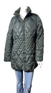 #EDDIE BAUER Down 3/4 Length Parka Green sz M EUC 1st quality - Picture 1 of 12